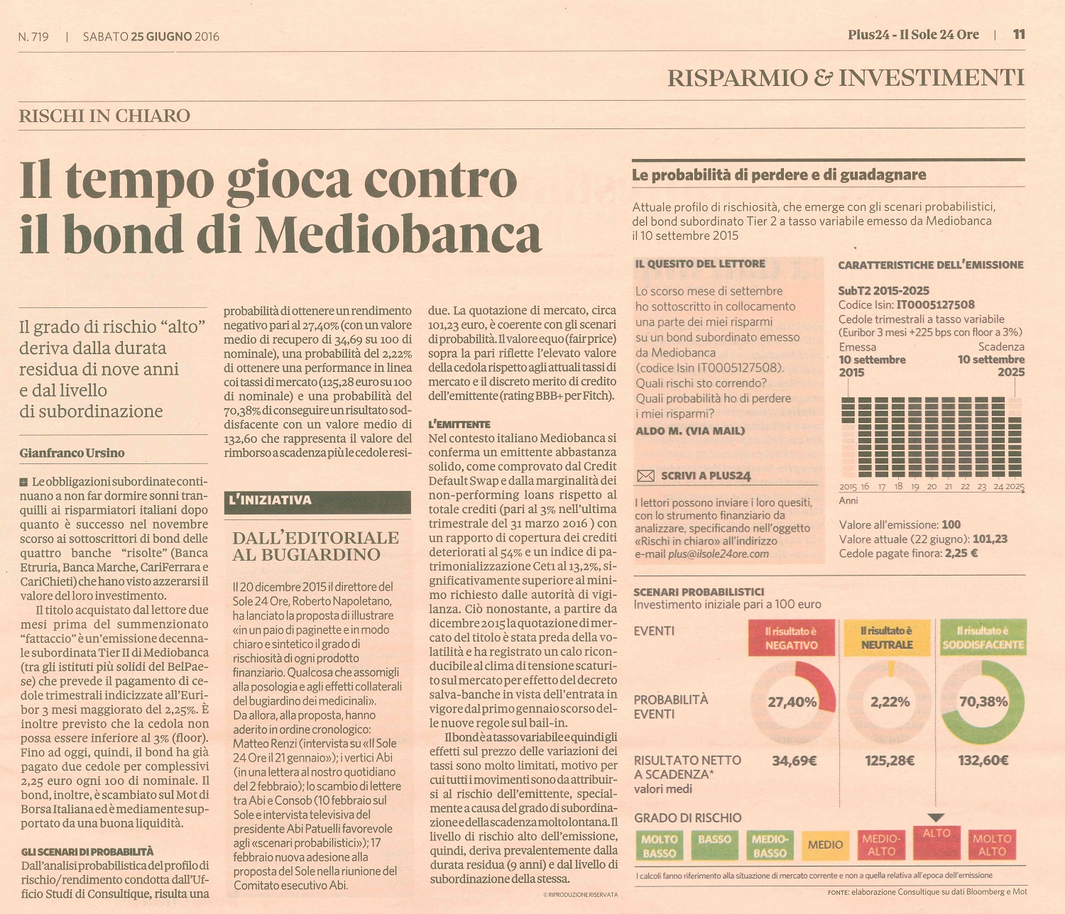 Il tempo gioca contro il bond di Mediobanca